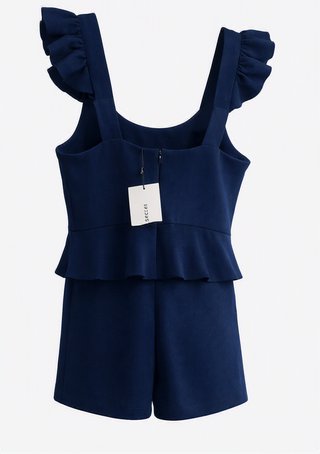 Mono corto azul con volantes talla M