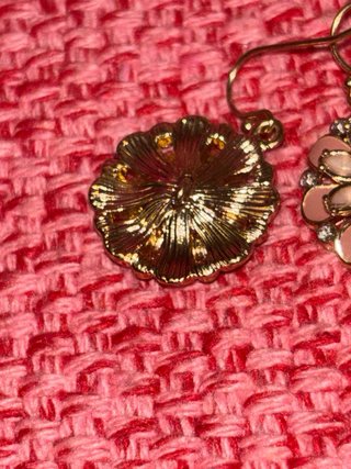 Pendientes Flor Rosa y Dorados
