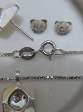 Conjunto Plata 925 Colgante y Pendientes