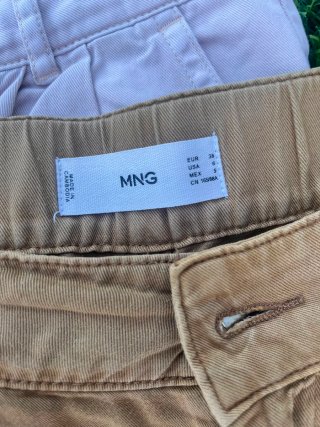 Pantalones mujer marrones y blancos