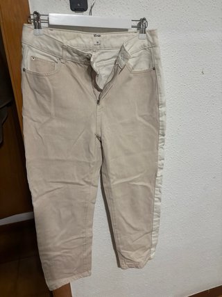 Pantalones Kiabi Beige y Blanco Talla M