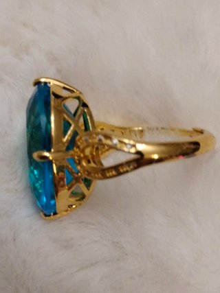 Anillo aguamarina chapado oro 14k