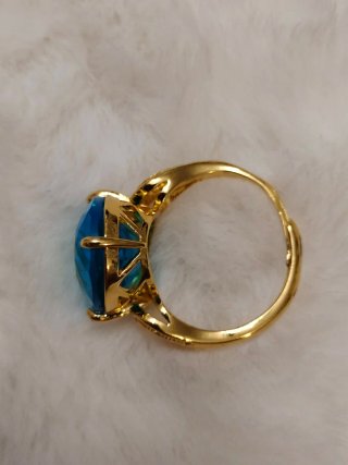 Anillo aguamarina chapado oro 14k