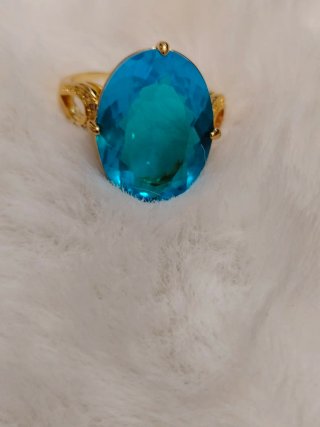 Anillo aguamarina chapado oro 14k