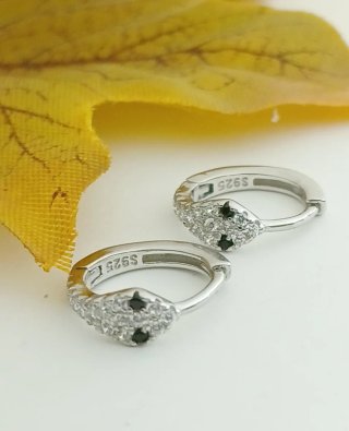 Pequeños aros Plata Ley 925 Serpiente Circonitas 1