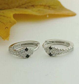 Pequeños aros Plata Ley 925 Serpiente Circonitas 1