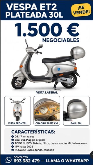 Vespa ET2 Plateada 30L
