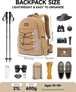 Mochila Escolar y Trekking Caqui NUEVA