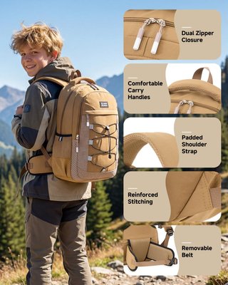 Mochila Escolar y Trekking Caqui NUEVA