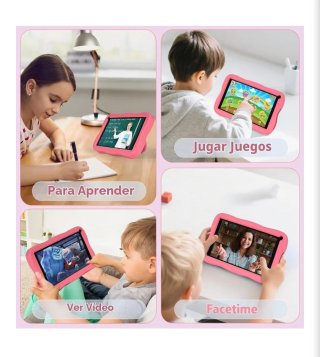 Tablet infantil rosa con funda