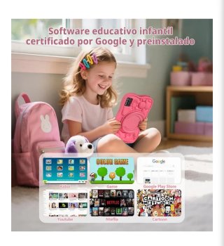 Tablet infantil rosa con funda