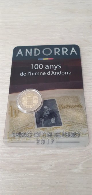 Moneda Andorra 2017 100 Años del Himno oficial