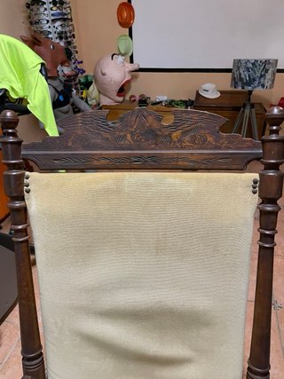 Mecedora estilo JFK beige y madera años 60 ,