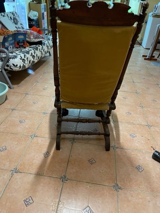 Mecedora estilo JFK beige y madera años 60 ,