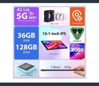 Tablet PIXPEAK 10 5G LTE 128GB Android 15