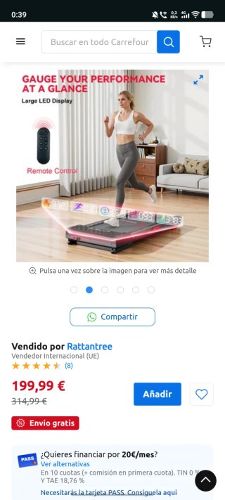 Cinta caminadora con mando a distancia