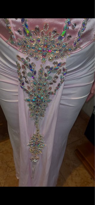 Conjunto Corset y Falda Rosa y Plateado con corona
