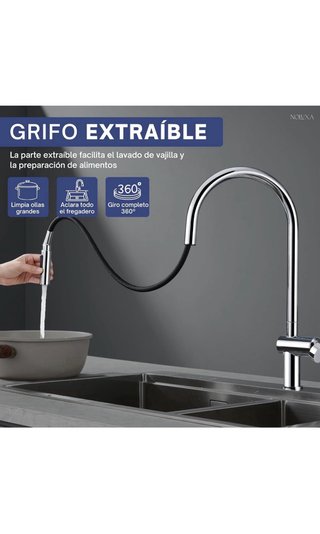 Grifo de cocina plateado
