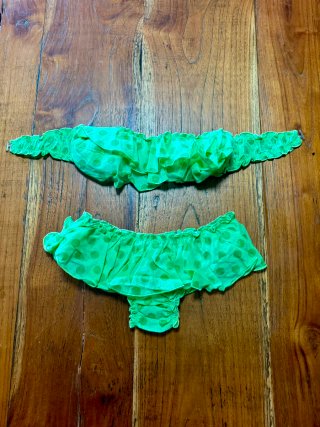 Bikini Mujer Verde Lunares Volantes