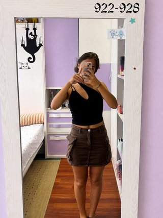 Falda marrón cargo talla XS