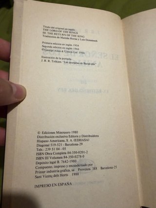 El señor de los anillos primera edición