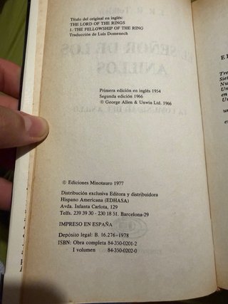 El señor de los anillos primera edición