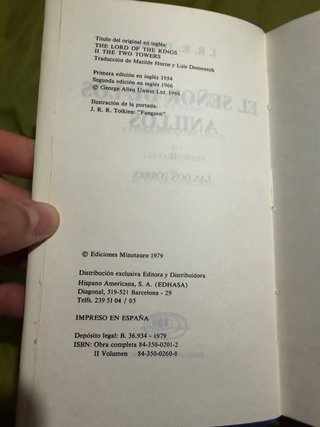 El señor de los anillos primera edición