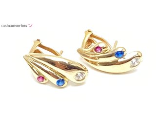 pendientes oro 18k con piedra con circonita
