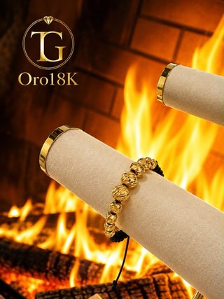Pulsera Oro 18K Balines Diamantados