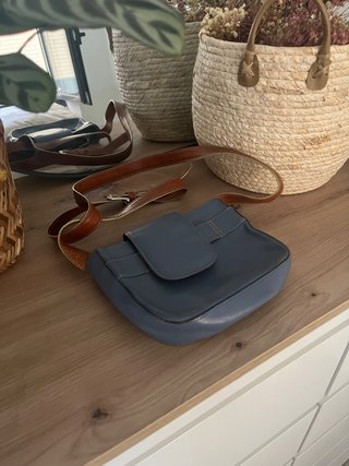 Bolso vintage azul y marrón