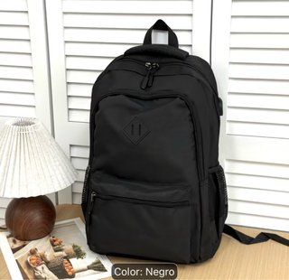 Mochila Negra Gran Capacidad USB