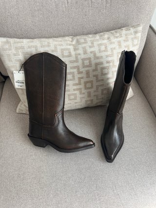 Botas cowboy marrón cuero auténtico Zara  Talla 37