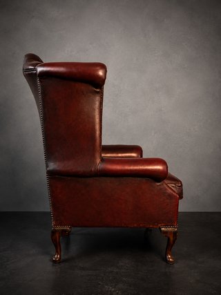 Sillón Chester Orejero Piel Burdeos