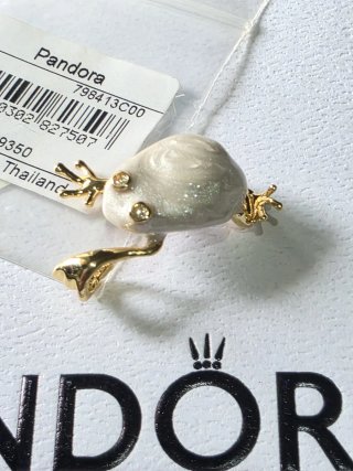 Colgante Rana Pandora Grande Dorado Blanco