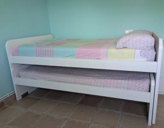 Cama duo blanca 105x200 incluido colchones