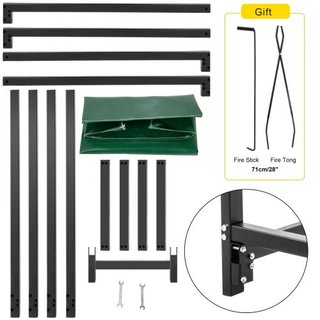 Soporte para leña, soporte para leña de 2.44 m al aire libre, soporte para leña negro, soporte de acero para leña al aire libre, soporte para leña con capacidad de carga de 590 kg, soporte para le...