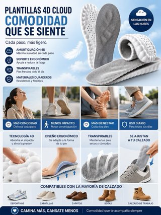 Plantilla ergonómica con tecnología 4D Cloud