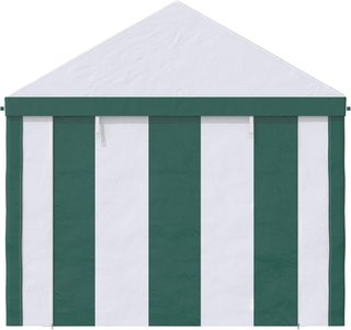 Tenda da Giardino per Feste in Acciaio, PE e PVC, Gazebo 3X4 M per 12 Persone con Doppio Ingresso, Pali e Corde Inclusi, Bianco e Verde