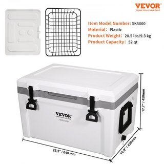 Enfriador Portátil Aislado, 52 qt, Capacidad para 50 Latas, Enfriador Duro con Mango Resistente, Caja de Almuerzo de Hielo para Camping, Playa, Picnic, Viajes, Aire Libre, Mantiene el Hielo hasta ...