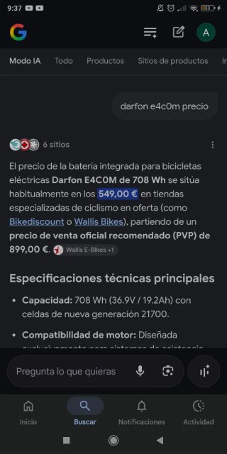 Batería Darfon E4C0M 708Wh a estrenar. Shimano.