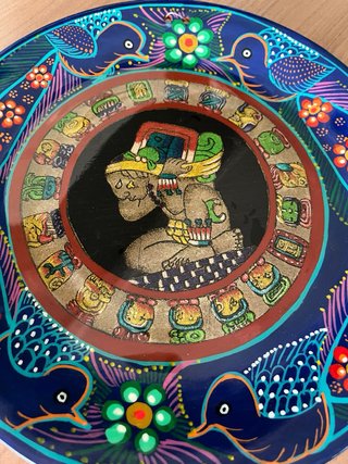 Plato Decorativo calendario Maya Pintado a Mano