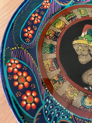 Plato Decorativo calendario Maya Pintado a Mano