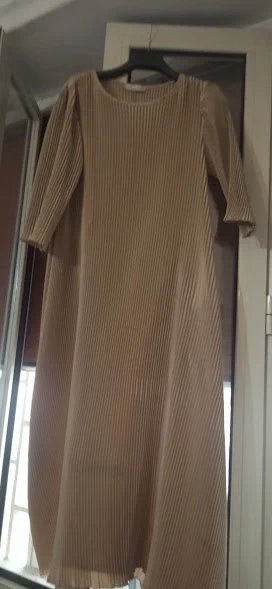 Abito lungo plissettato beige taglia unica