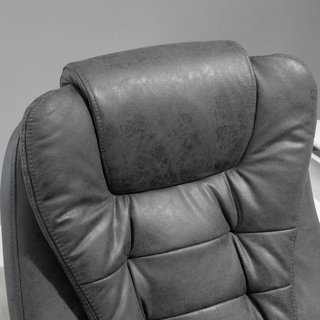 Silla De Oficina Masajeadora Y Reclinable Con 6 Puntos De Masaje Y Calefacción, Silla De Escritorio Con Altura Regulable, Gris