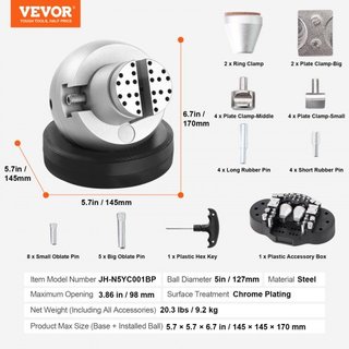 Morsa de Bola, Herramienta de Configuración de Grabado de 5", Morsa de Bloque de Grabado con Rotación de 360°, 35 PCS de Accesorios para Herramientas de Grabado de Joyería, Bloque Estándar para In...