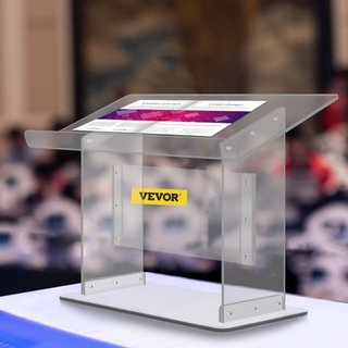 Podio Acrílico de Mesa de 19.5" de Altura Podio de Plexiglás de 27"x13.7" Púlpitos Acrílicos para Iglesias Superficie Inclinada con Labio para Soporte de Libros Lectern Claro para Conferencia Reci...