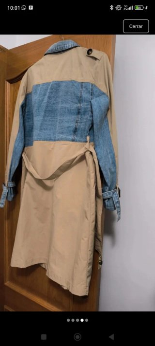Chaqueta Gabardina Casual Beige y Azul