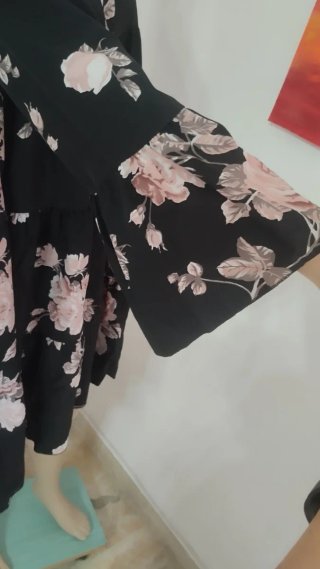 Abito donna floreale nero e rosa