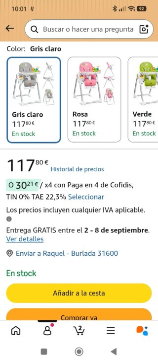 Trona para bebé desde recién nacido