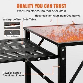 Mesa de Cocina para Camping, Estación de Cocción Portátil Plegable de Una Pieza con Bolsa de Transporte, Mesa de Camping de Aluminio Larga con 3 Mesas Laterales, 2 Estantes y un Fregadero Desmonta...